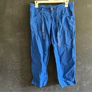 Express Blue Linen Blend Crops Size 4